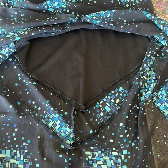 Vintage🧚♀️La Belle Women’s Navy/Blue Geometric Print Midi Length Dress - Picture 10 of 12